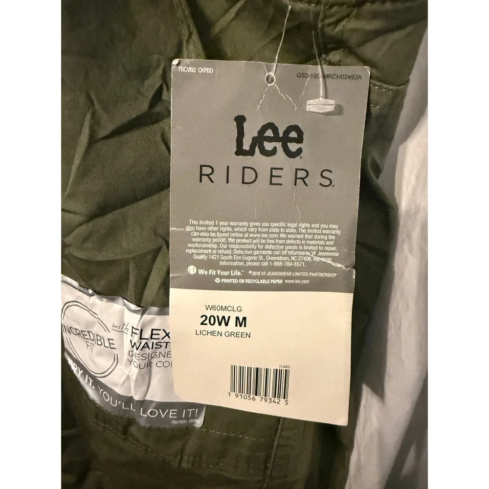 Lee Riders‎ Midrise Utility Skimmer Pants Lichen Green 20W M Flexible Waist